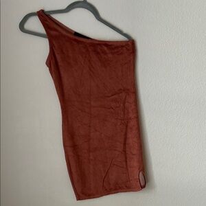 House of Harlow 1960 Orange Ribbed Asymmetrical Cocktail Dress